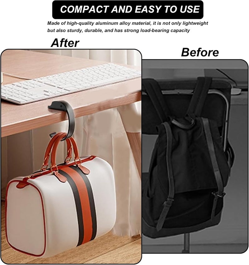 KIBBEH 2PCS Purse Hook for Table Purse Hanger for Desk Portable Desk Bag Hook Non-Slip Purse Holder for Table High-Strength Alloy Material for Durability Hangers for Table for Heavy Loads(White) - Image 4